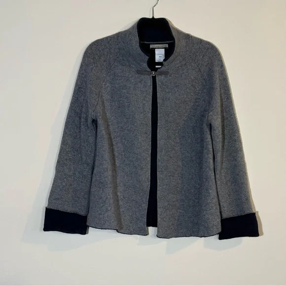 Chiaramente Made in Italy Wool Knit Jacket Grey Cardigan Blazer Size M - Picture 1 of 9